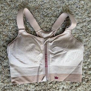 SHEFIT Adjustible strap Front-Zip Support Sports Bra in nude